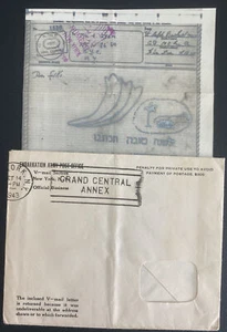 1943 New York Usa Airgraph V Mail Cover To Army Posta Office 27 - Picture 1 of 4