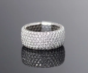 4.00 Ct Round-Cut Moissanite Full Eternity Wedding Band Ring 14k White Gold Over - Picture 1 of 5