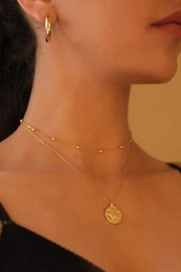 Dainty Gold Choker Necklace for Women, Layered Gold Satellite Link Boho Chain - Picture 1 of 6