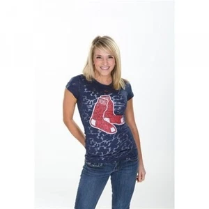 MAJESTIC BOSTON RED SOX Ladies Back-Up Burnout T-Shirt PURE VICTORY LARGE L LG - Picture 1 of 1