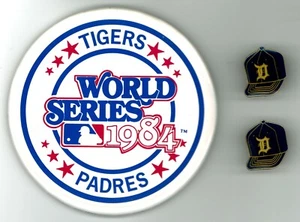Detroit Tigers MLB baseball lot - 2 same pins - 1 large 1984 World Series button - Picture 1 of 1