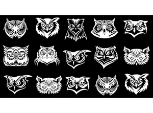 Calcomanías de vidrio fundido blanco de 1" Owl Faces 15 piezas - Imagen 1 de 2