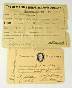 1933 Pase de viaje para empleado del ferrocarril central de Nueva York/tarjeta sindical a juego vintage - Imagen 1 de 10