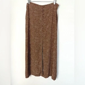Mango Polka Dot Button Front Midi Skirt Brown Womens Large Casual Summer Beach - Picture 1 of 8