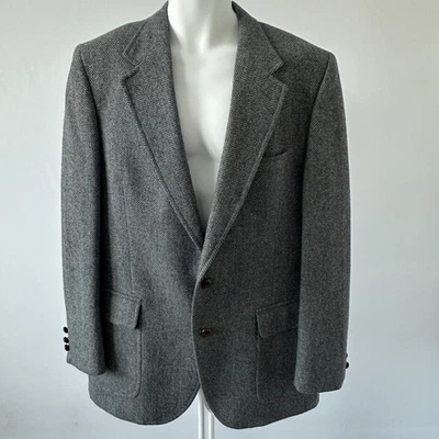 Blazer de tweed gris azul Barrister For Wallachs de colección, comprobar medidas (b43) Foto 1 de 4