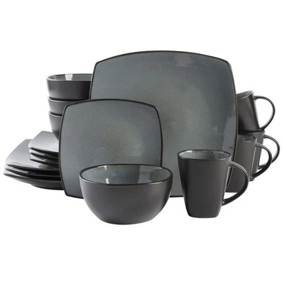 Soho Lounge Square Reactive Glaze Stoneware Dinnerware Set, for 4 (16pc), Ecl... - Image 1 of 4