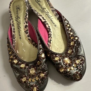 Beverly Feldman Sequin beaded Sandals Slides Size 7.5 B - Picture 1 of 10