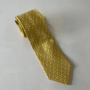 SALVATORE FERRAGAMO Yellow Golf Print Silk Tie Necktie Sporty Office Business - Picture 1 of 8