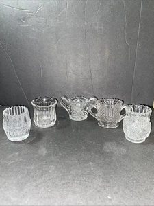 Antique EAPG Clear Glass Toothpick Holders Assorted Shapes Lot of 5 - Picture 1 of 12