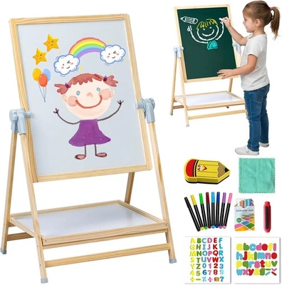 UNBRAND Double Sided Kids Art Easel Adjustable Drawing Easel Board for Boy Girl