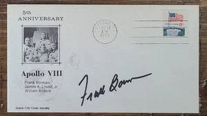 FRANK BORMAN SIGNED 1972 SPACE CACHET COVER NASA ASTRONAUT APOLLO 8 BAS COA - Picture 1 of 3