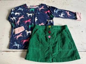 Girl's MINI BODEN Size 6-7/7-8 Unicorn Top + Green Corduroy Skirt Set - Picture 1 of 2
