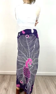 Peacock Tie Dye Wrap Beach Skirt Long Max Purple Pink Holiday Summer 10-12-14-16 - Picture 1 of 13