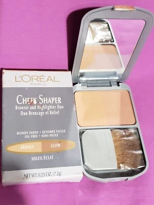L'oreal  Cheek Shaper Blush & Highlighter Duo Bronze Glow Soleil/Eclat .25 oz RE - Image 1 of 4