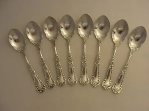 8 ANTIQUE 1894 ORNATE YALE ICE CREAM / SHERBET SPOONS SILVER PLATE LOT *116 - Picture 1 of 5
