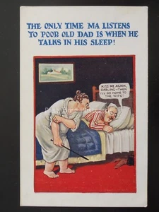 Postal de cómic LA ÚNICA VEZ QUE MA ESCUCHA AL POBRE PADRE VIEJO... c1928 H.B. Ltd 3453 - Imagen 1 de 2
