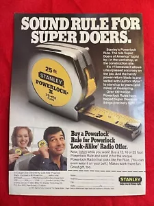 Vintage 1981 Stanley Power Lock Tape Measure Tool Print Ad - Picture 1 of 7