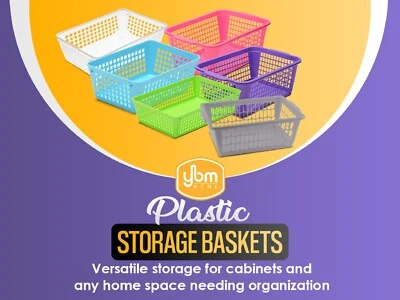 YBM Home cesta de armazenamento de plástico grande para organização, 32-1184-12 - Imagem 1 de 4