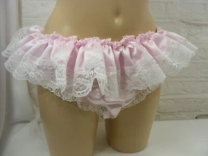 sissy silky satin frilly lace panties mens lingerie knickers all sizes colours - Picture 1 of 2