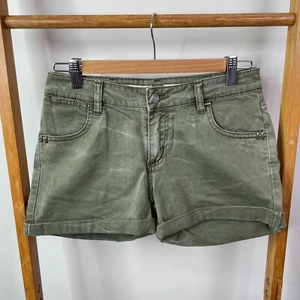 Wrangler Charlie Denim Shorts Womens 6 Green Boyfriend Cuffed Pocket Casual - Picture 1 of 9