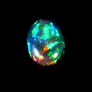 Natural Ethiopian Black Opal Oval Multi Fire Black Opal Handmade Opal- 10x9x4 mm - Picture 1 of 6