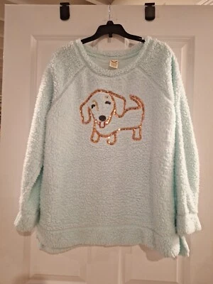 Ladies Faded Glory  Mint Green Fleece Pullover Sweatshirt.  Sz L 12/14 - Image 1 of 4