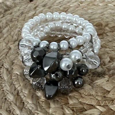 Pulsera elástica J CREW Multi Hilo Cristal Perla Dije Racimo 4 CARIDAD❤️317 Foto 1 de 4