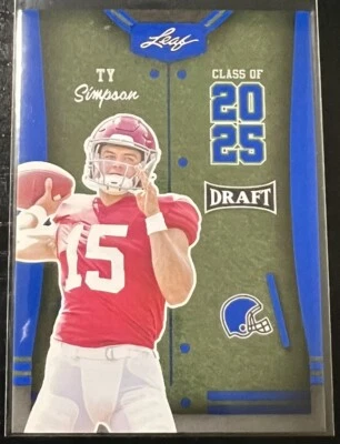 2023 LEAF DRAFT TY SIMPSON BLUE CLASS OF 2025 #85 ALABAMA CRIMSON TIDE - Image 1 of 2