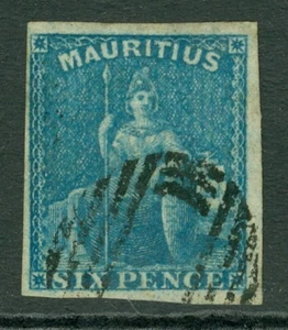 SG 32 Mauritius 1859-61. 6d blue. Very fine used. 4 margins CAT £55 - Picture 1 of 1