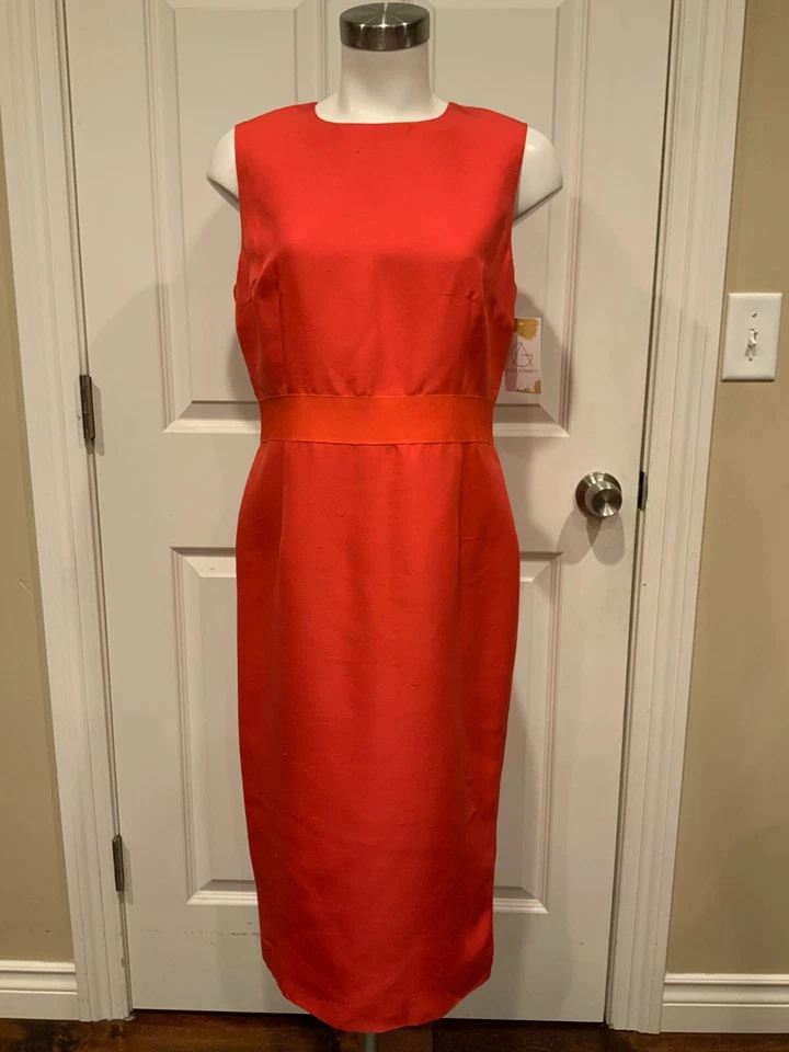 Giambattista Valli Red 100% Silk Sleeveless Sheath Dress, Size 8 (US) 44 (IT) - Image 1 of 4