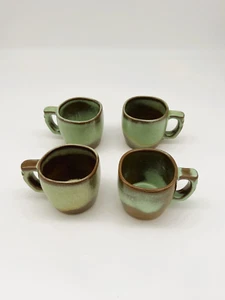 Vintage Frankoma Pottery 5C Prairie Green Plainsman Coffee Mug Set of 4 Cups - Picture 1 of 5