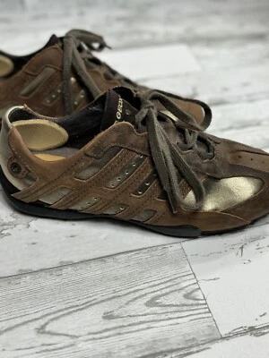 Geox Respira Womens Shoes Size 8 Leather Goldtone Sneakers Athletic Lace Up  - Image 1 of 4