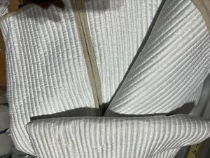 West Elm Channel Stitch full queen quilt stone white New w tag refolded - Picture 1 of 2