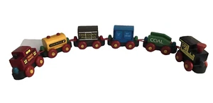 Montgomery Schulhaus Midget Eisenbahn Holzeisenbahn Spielzeug 6 Stück Vermont Made USA - Bild 1 von 7