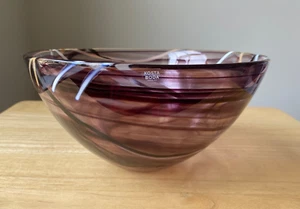 KOSTA BODA CONTRAST 8 7/8" Black Purple Blown Glass Bowl - Anna Ehrner - Sweden - Picture 1 of 7