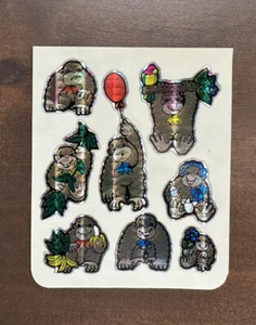 Vintage 80s Stickers - Monkey/Gorilla Prism Vending Machine Sticker Sheet Of 8 - Picture 1 of 2