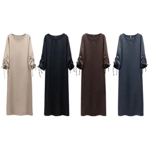 Women Casual Loose Maxi Dress Breathable Plain Dubai Robe for Outdoor Prayer - Picture 1 of 25