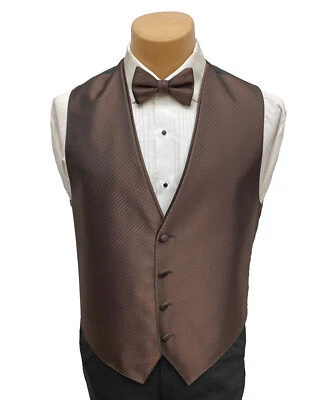 Men's Flow Formals Cocoa Brown Tuxedo Vest with Tie Choice Discounted Closeout - Image 1 of 3