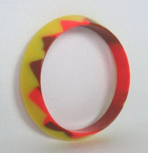 VTG 1960s MOD LUCITE BANGLE BRACELET YELLOW ORANGE BROWN 8"   - Picture 1 of 12