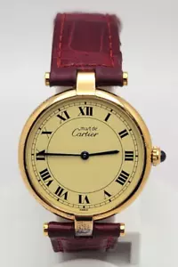 Autentico orologio Cartier Must Vendome Vermeil REF 590003 cassa 30mm batteria nuova - Foto 1 di 15