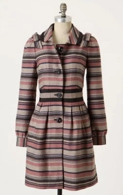 Casaco Elevenses Pattern Maker tamanho 2 listrado neutro tweed Anthropologie - Imagem 1 de 4