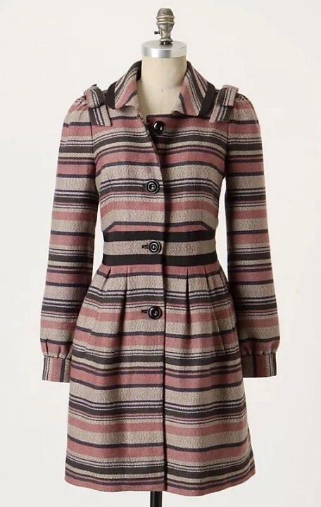 Пальто Elevenses Pattern Maker размер 2 нейтральная полоса твид антропология - Изображение 1 из 4