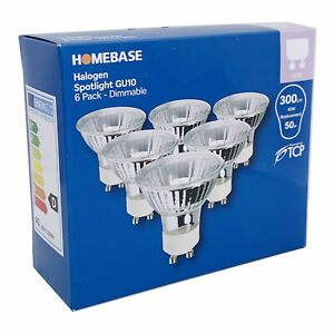 Homebase Dimmable Halogen Spotlight GU10 Set of 6 Bulbs
