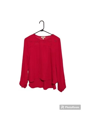 Boho Peasant Top Medium Pink Sheer Career Office Work Meraki Blouse Preppy - Image 1 of 4