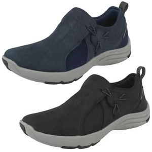 LADIES CLARKS WAVE WALK LEATHER SLIP ON CASUAL TRAINERS WALKING SHOES WAVE RIVER - Picture 1 of 13