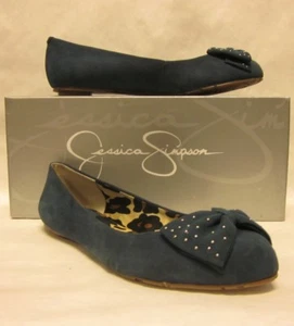 Jessica Simpson Betrice Dark Teal Blue Suede Flat - Picture 1 of 10