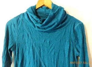 Blusa pulóver para mujer Patchington verde azulado manga larga, cuello capucha pequeña - Imagen 1 de 4