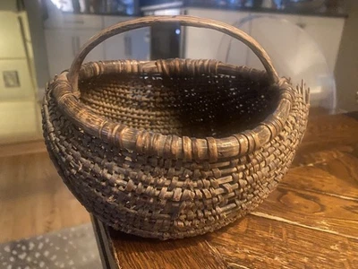 Antigua pequeña cesta trasera del valle de Shenandoah arte popular arte primitivo americano Foto 1 de 4