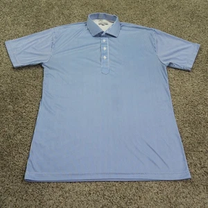 Collars & Co Poloshirt Herren Large Blau Gestreift Anzug Kragen Kurzarm Preppy - Bild 1 von 8