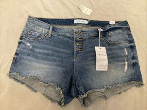 Pantaloncini jeans Torrid 18 donna misto cotone spandex invecchiati nuovi con etichetta $42 - Foto 1 di 6